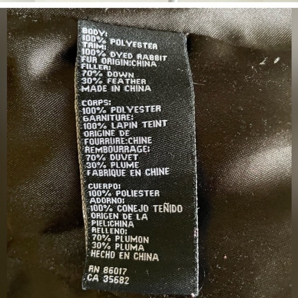 BEBE DOUBLE BREASTED PUFFER COAT REMOVABLE FAUX FUR COLLAR US S pinstripe - Picture 11 of 12